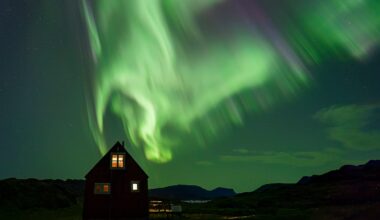 Sermilik Hostel in South Greenland beneath the Northern Lights