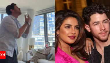 Priyanka Chopra’s calm UV facial hilariously interrupted by Nick Jonas; star vibes to track ‘Backwards’- Watch | Hindi Movie News