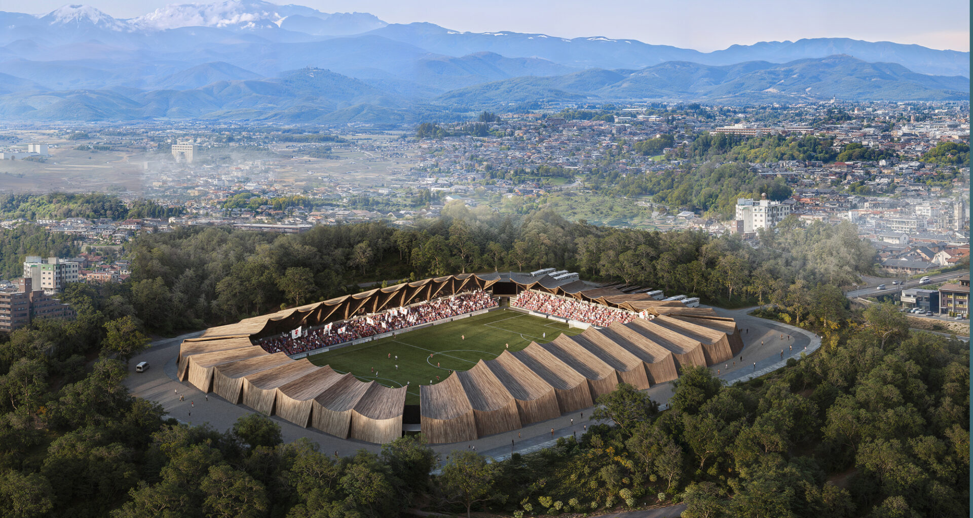 VUILD Designs Timber Stadium in Fukushima Drawing on Japanese Traditions of Renewal