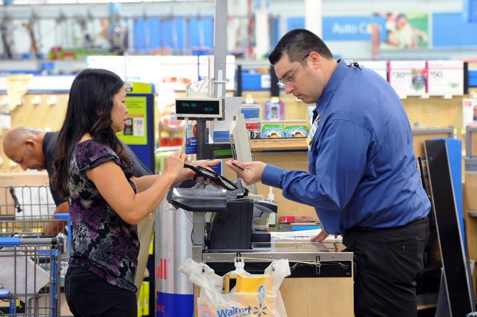Checkout inside Walmart Store in California