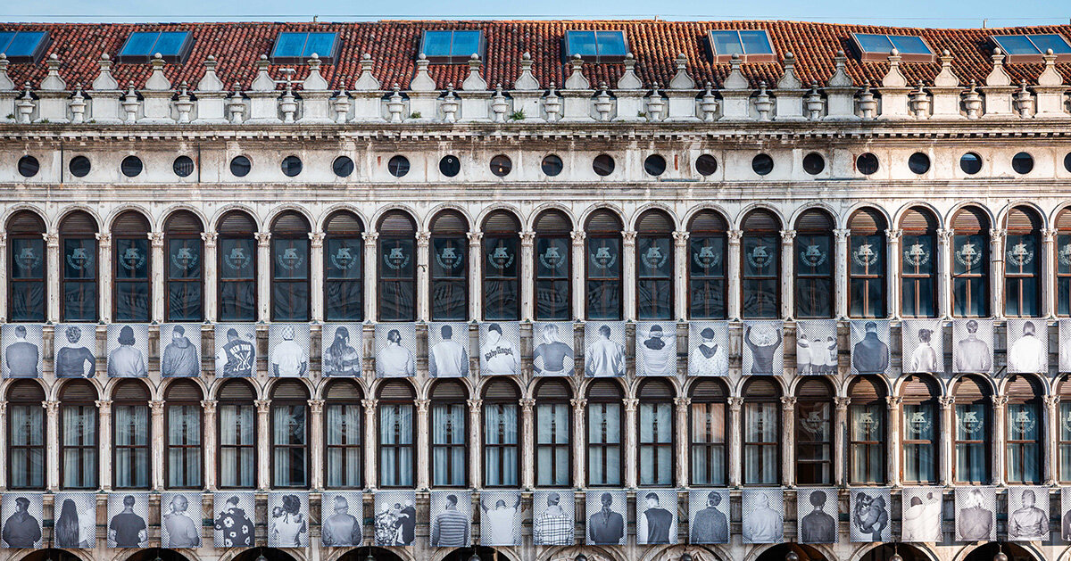 large-scale portraits of migrants transform venice's procuratie