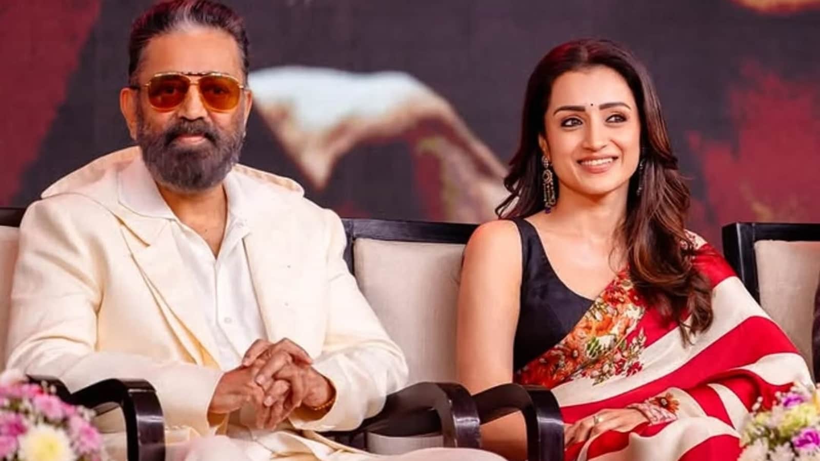 Trisha Krishnan calls Kamal Haasan ‘hot and dapper’ on stage; see his adorable reaction
