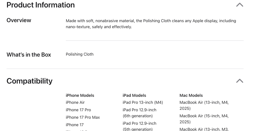 Phew, Apple’s polishing cloth is iPhone 17-compatible after all.