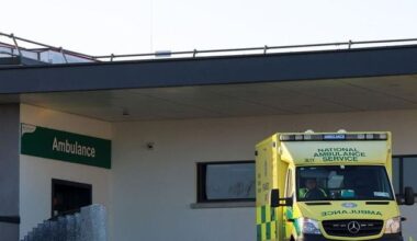 Father and two children brought to Wexford General Hospital after being hit by car while walking to school