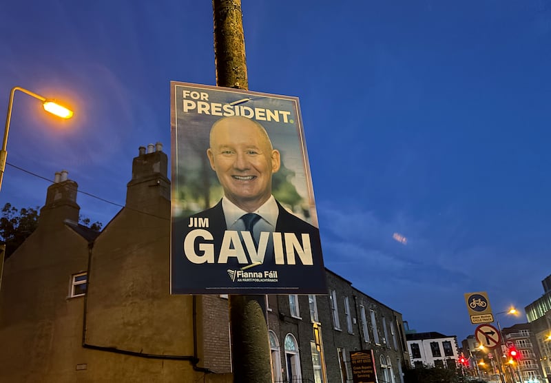 Poster for Jim Gavin, the Fianna Fáil presidential candidate. Photograph: Bryan O’Brien/The Irish Times 