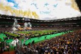 thumbnail: 28 September 2025; Pittsburgh Steelers players run out before the 2025 NFL International Game between the Pittsburgh Steelers and the Minnesota Vikings at Croke Park in Dublin. Photo by Seb Daly/Sportsfile