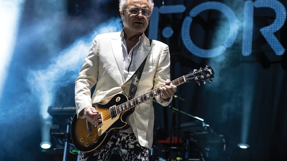 Guitarist Mick Jones of rock group Foreigner performing live on stage during Ramblin Man Fair music festival at Mote Park in Maidstone, England, on July 21, 2019.Photo by Kevin Nixon&sol;Future Publishing via Getty Images&rpar;
