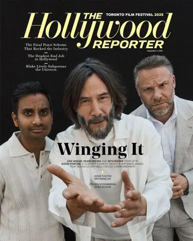 Paola Kudacki/The Hollywood Reporter  Aziz Ansari, Keanu Reeves and Seth Rogen on the cover of The Hollywood Reporter, September 2025
