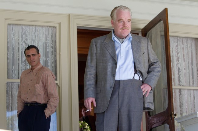 THE MASTER, l-r: Joaquin Phoenix, Philip Seymour Hoffman, 2012, ph: Phil Bray/©The Weinstein Company/courtesy Everett Collection