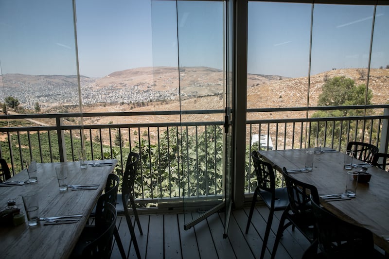 A view from a restaurant in the settlement of Elon Moreh, with the Palestinian city of Nablus in the distance. Photograph: Sally Hayden