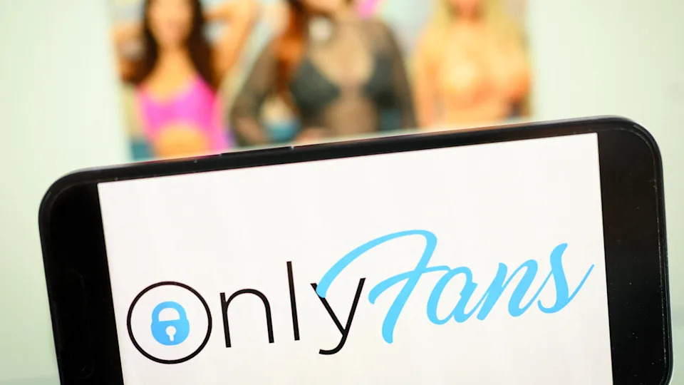 This photograph taken in Nantes, western France on May 21, 2025, shows the logo of British social network OnlyFans, OF.