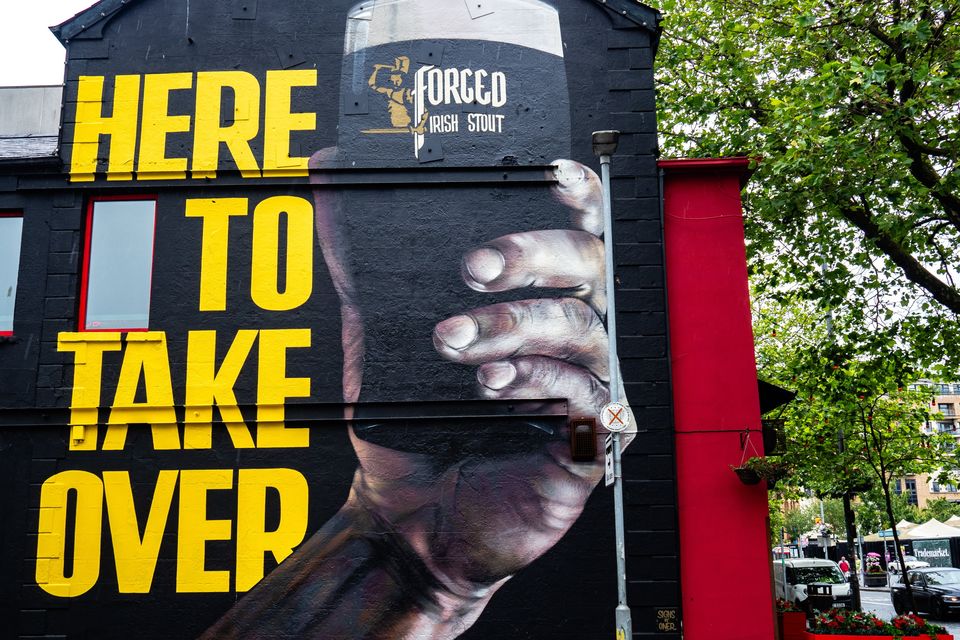 A mural advertising Forged Irish Stout, which was founded by Conor McGregor. Photo: Getty