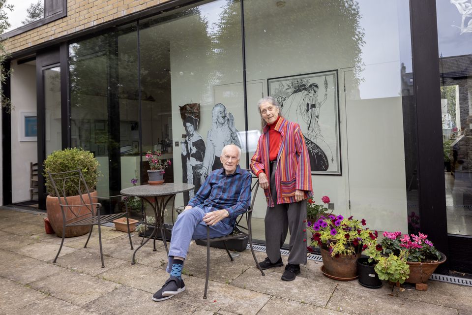 Writer Christopher Fitz-Simon and his wife Ann Makower, former RTÉ producer/directors, outside their contemporary mews which they bought in 2011. It’s a complete contrast to their last home, a Victorian villa which they’d lived in for 50 years. Photo: Tony Gavin