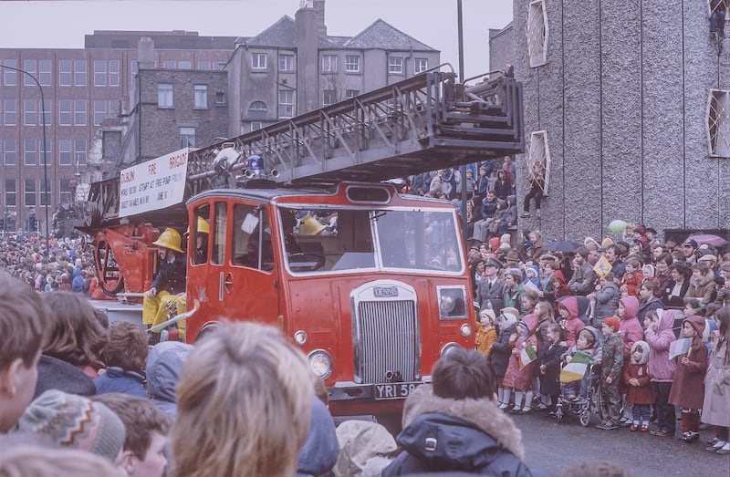 St Patrick's Day Parade, Cuffe Street, Dublin, 1981. Photograph: Mick Brown