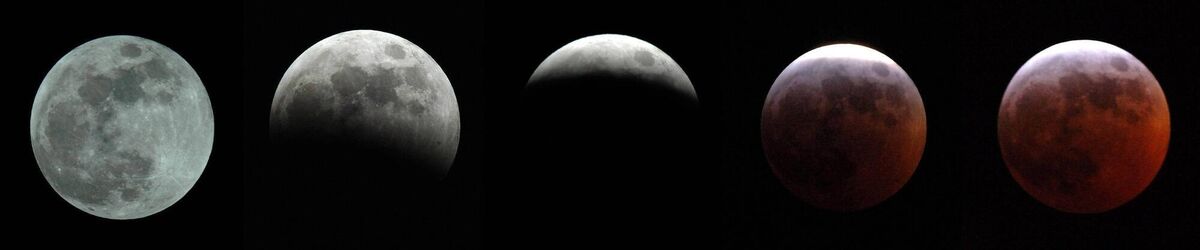A composite photo of the moon during a lunar eclipse. Picture: Clara Molden/PA Wire