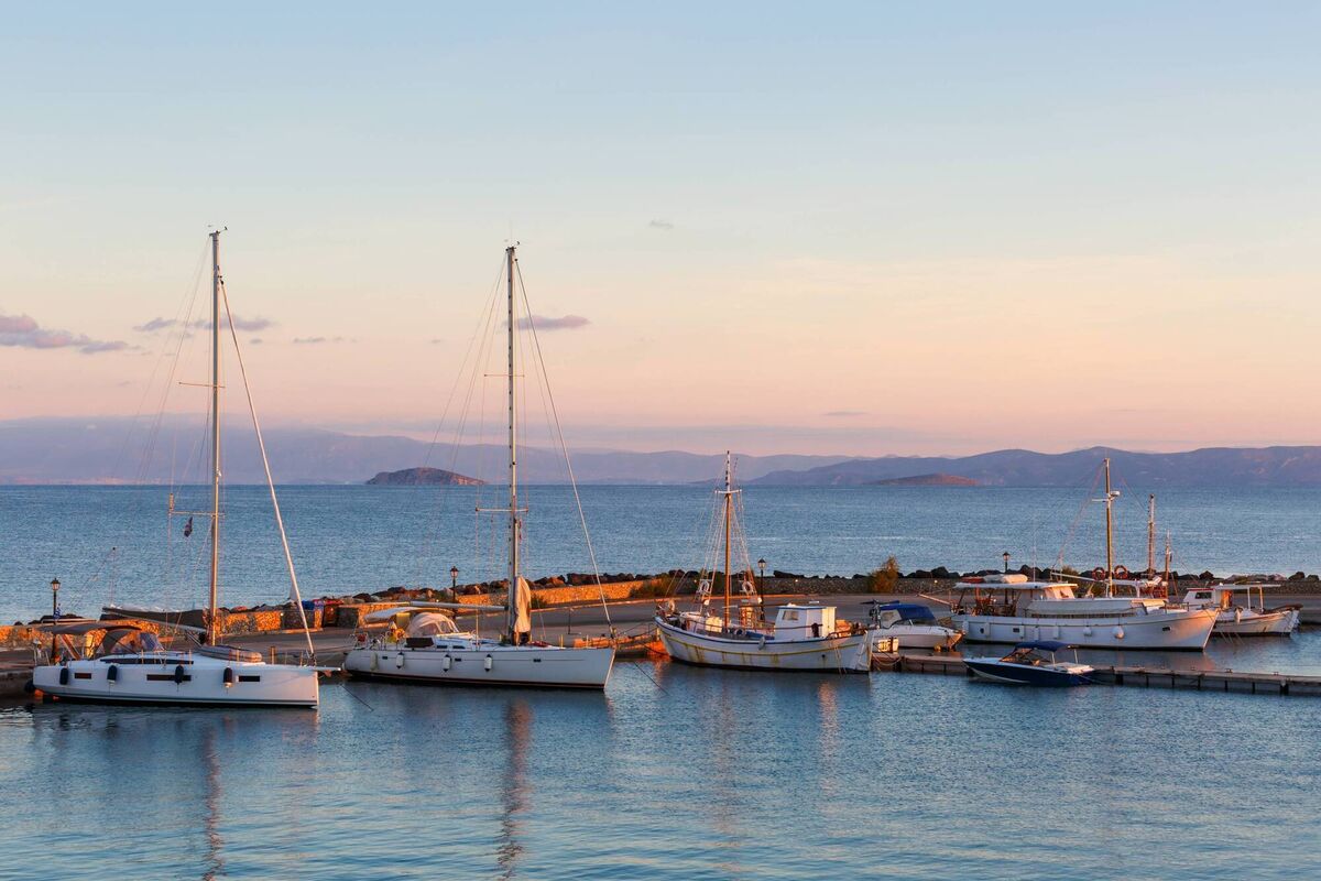 Sail boats in the harbour of Megalochori village on Agistri