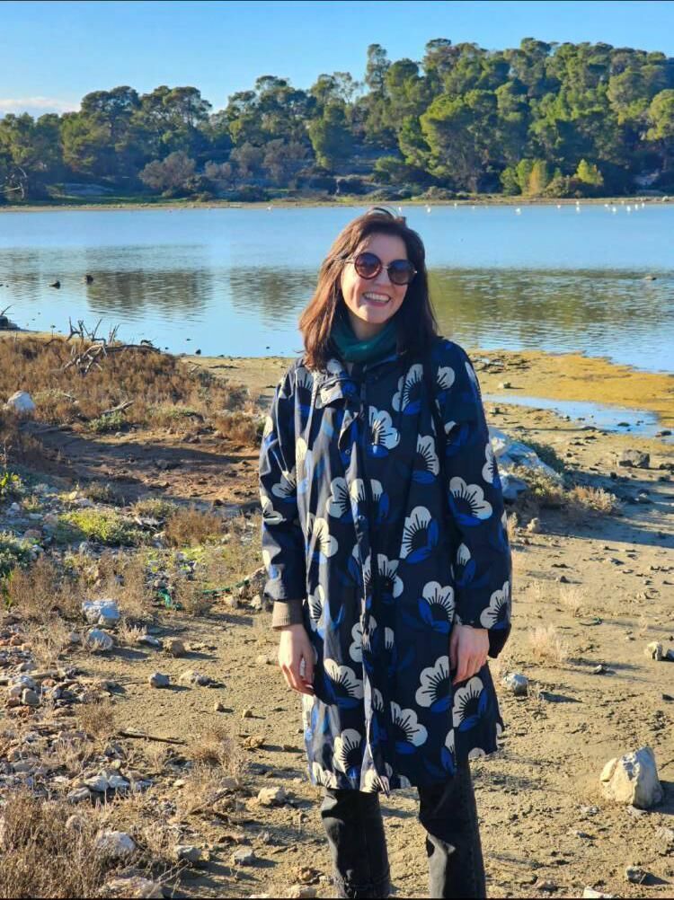Liv dressed for the cooler winter days on Agistri 