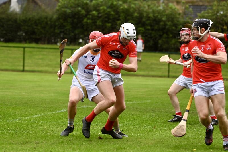  Eoin O’Sullivan, Mayfield, defends against Bandon. Picture: Larry Cummins
