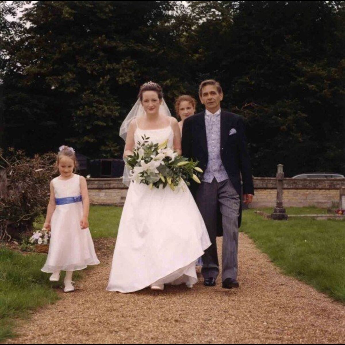 Linda walking to the church