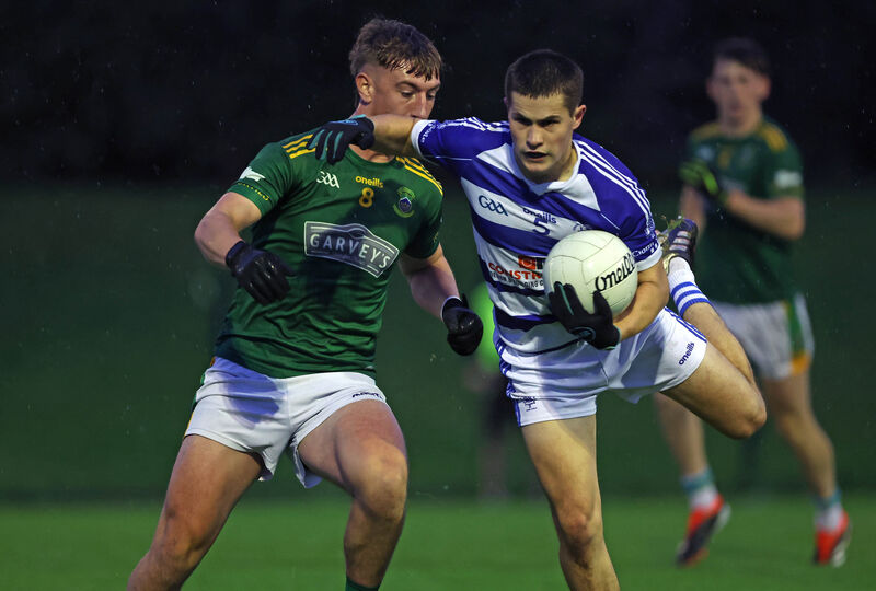 Conor Fitzpatrick of Kinsale tries to shake off Mark O'Rourke of Cobh. Picture: Jim Coughlan  Conor Fitzpatrick of Kinsale tries to shake off Mark O'Rourke of Cobh. Picture: Jim Coughlan