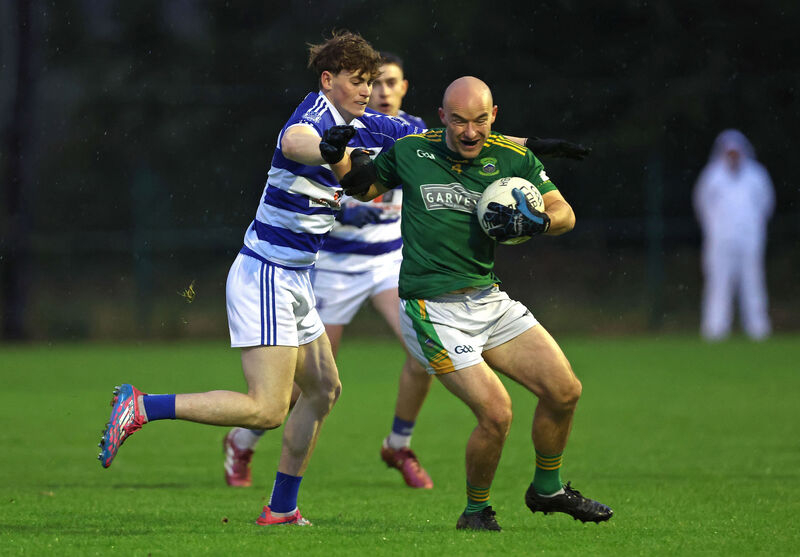 Noah Ryan of Kinsale puts the pressure on Adam McCarthy of Cobh. Picture: Jim Coughlan  Noah Ryan of Kinsale puts the pressure on Adam McCarthy of Cobh. Picture: Jim Coughlan