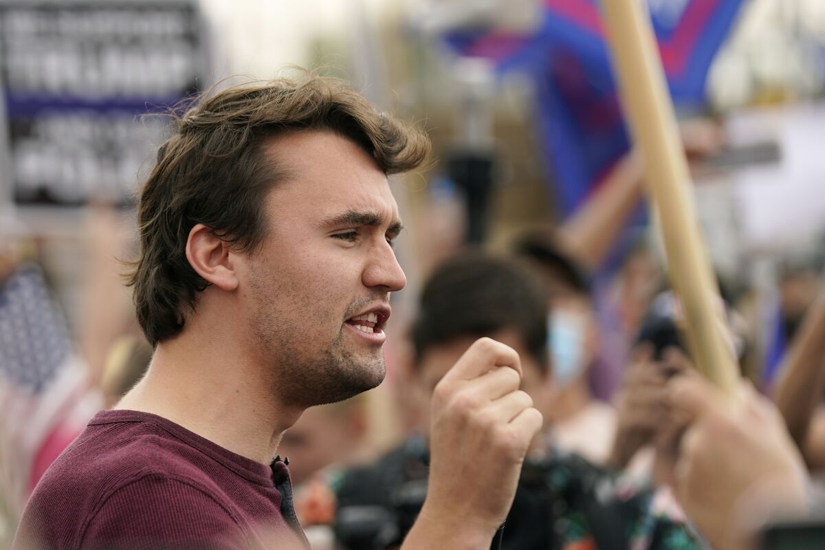 Charlie Kirk, conservative activist and founder of Turning Point USA, speaks to supporters of President Donald Trump at a rally outside the Maricopa County Recorder's Office, Friday, Nov. 6, 2020, in Phoenix. Picture: AP Photo/Ross D. Franklin, File