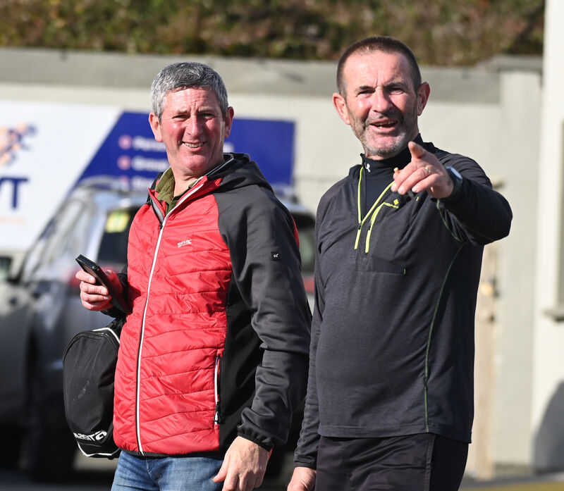 Referee Mark Maher (left) with linesman Brian Coniry who called off the game between Valley Rovers and Cloyne following a serious leg injury to Valley Rovers' John Cottrell. Picture: Eddie O'Hare Referee Mark Maher (left) with linesman Brian Coniry who called off the game between Valley Rovers and Cloyne following a serious leg injury to Valley Rovers' John Cottrell. Picture: Eddie O'Hare