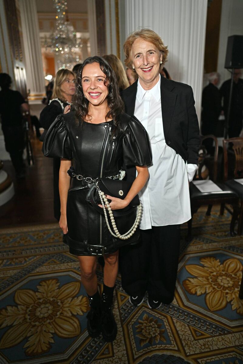 Bel Powley and Fiona Shaw arriving for Simone Rocha's London Fashion Week show. Ms Rocha's ardent front-row fans included her parents John and Odette and Fontaines DC’s Grian Chatten. Picture: Jed Cullen/Dave Benett/Getty