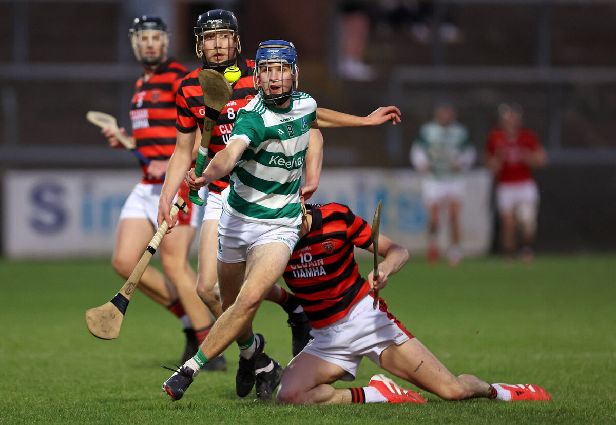  Diarmuid Byrne and Conor Cahill of Cloyne, Shane Ryan, Valley Rovers. Picture: Jim Coughlan