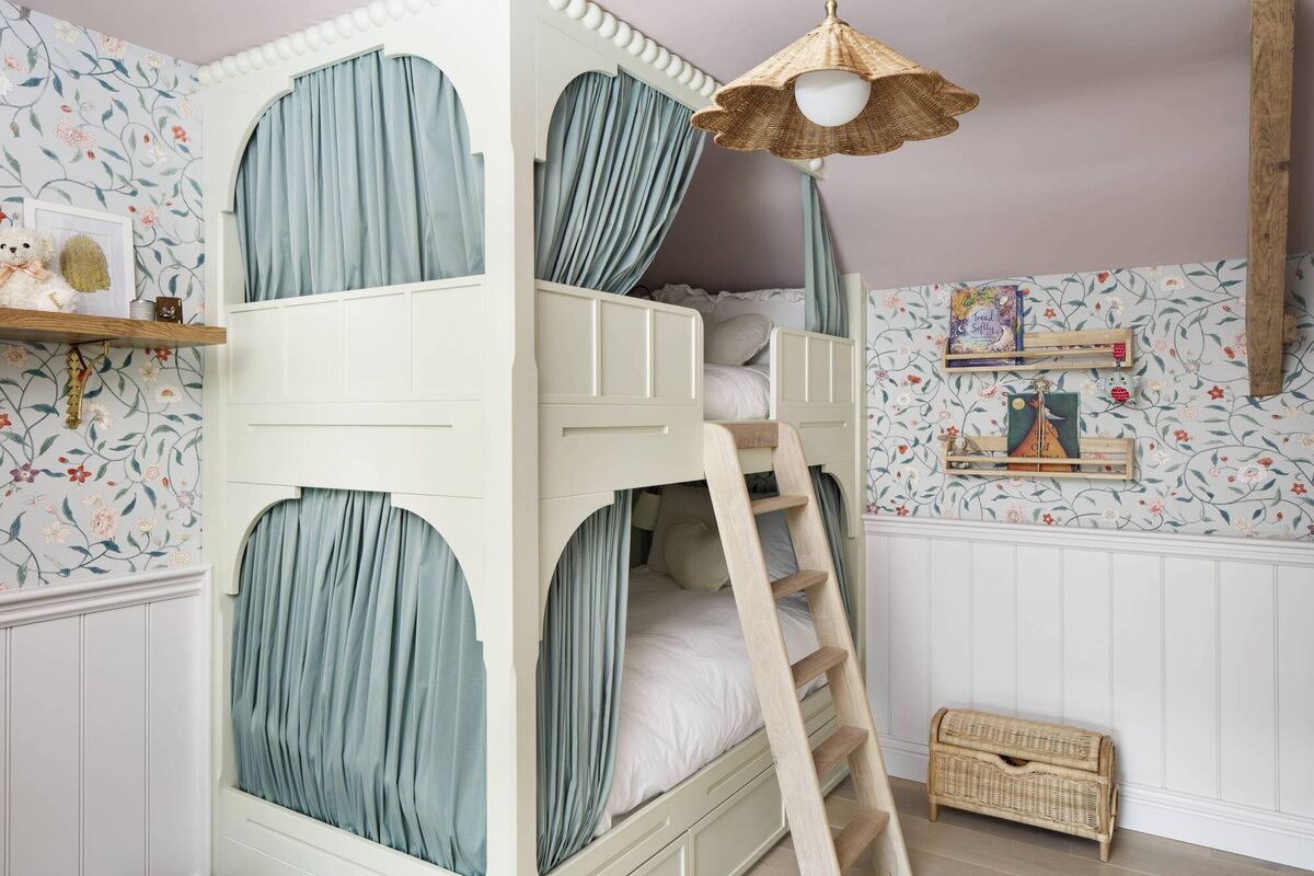 The girls' bedrooms feature bunkbeds and space to play. The girls' bedrooms feature bunkbeds and space to play.