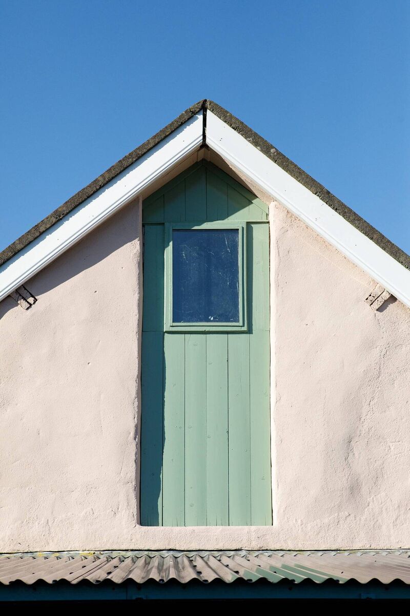 One of the cottage's green-painted doors. One of the cottage's green-painted doors.