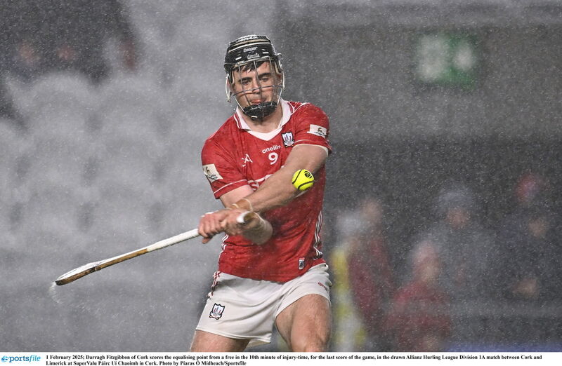 Darragh Fitzgibbon of Cork scores the equalising point from a free against Limerick last season. Picture: Piaras Ó Mídheach/Sportsfile