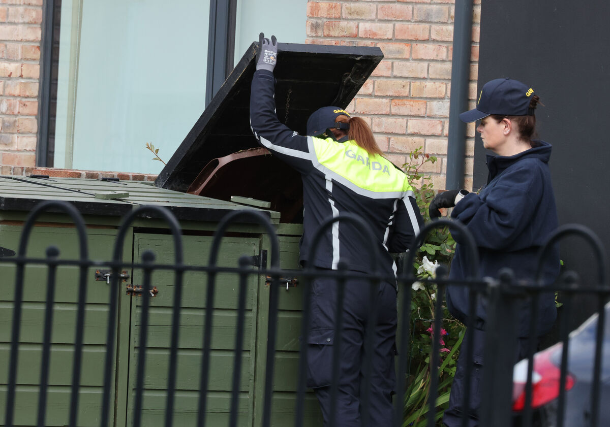 Gardaí have been searching the area around the home of the father and daughter found dead in their home in the Heathfield estate in Finglas after their remains were found on Saturday. Picture: Eamonn Farrell/RollingNews