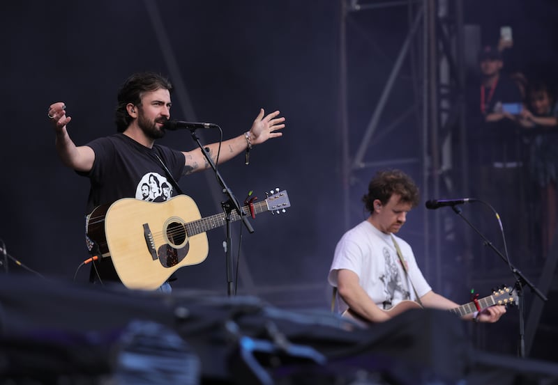 Amble's Robbie Cunningham and Oisín McCaffrey on the Main stage on Saturday. Photograph: Alan Betson