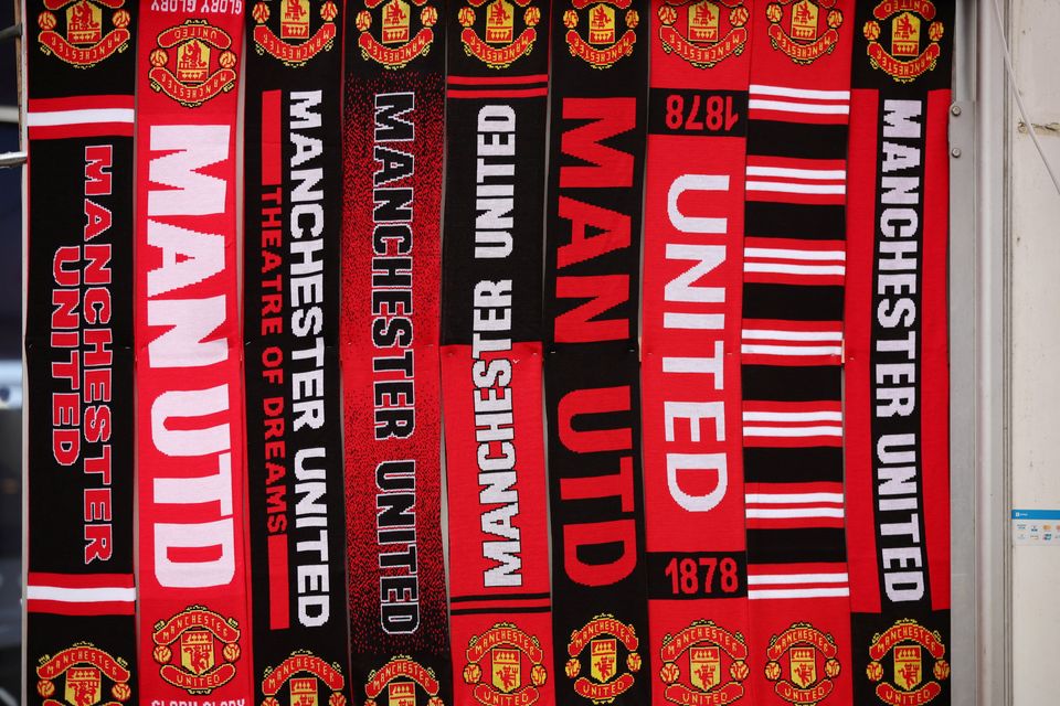 Manchester United merchandise for sale outside Old Trafford. Photo: Phil Noble/Reuters