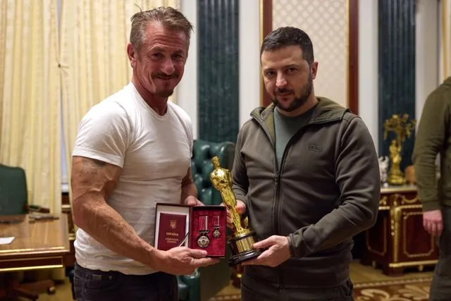 Ukrainian Presidency / Handout/Anadolu Agency via Getty Sean Penn and Ukrainian President Vladimir Zelenskyy