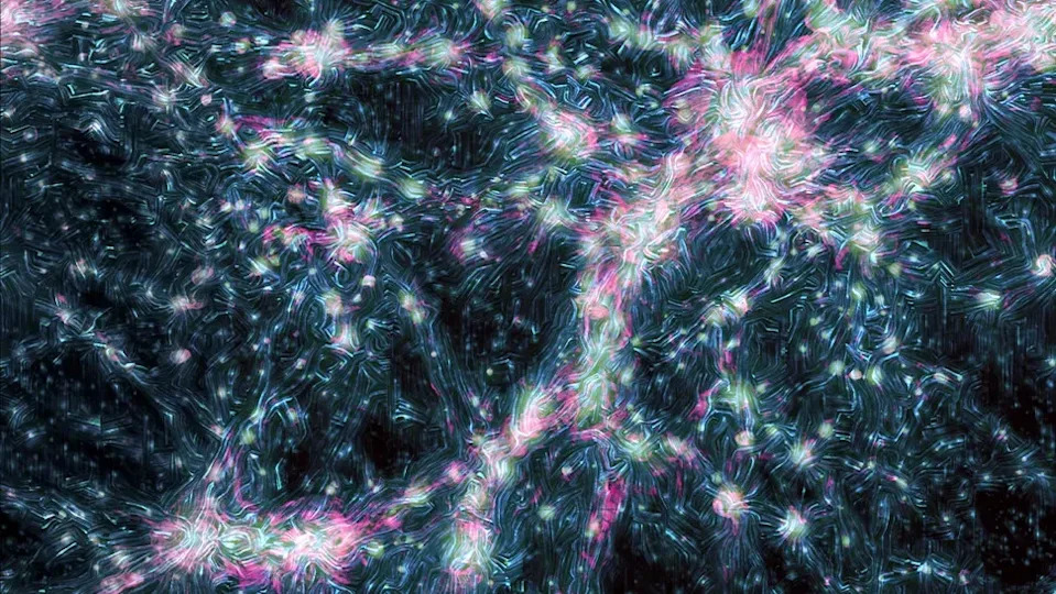  An artists interpretation of magnetic field lines radiating from the cosmic web. 