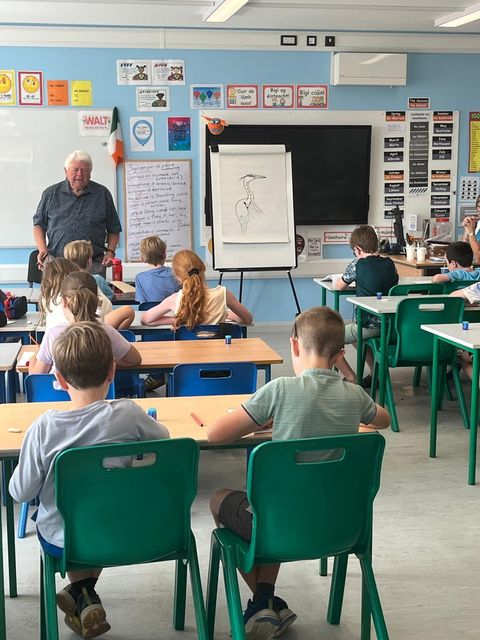 Don Conroy at the drawing workshop on Saturday, August 23 in Castletown.