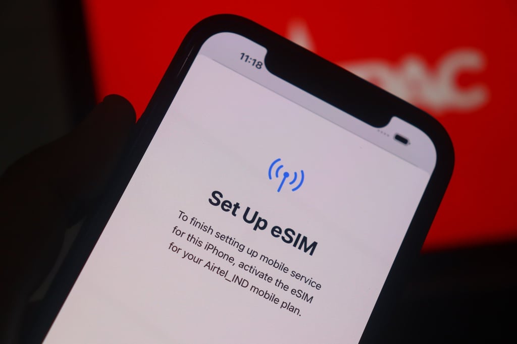 The screen for setting up eSim on iPhones. Photo: Shutterstock Images