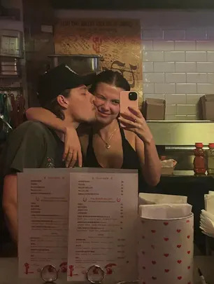 In another sweet selfie, Jake could be seen giving Millie a kiss on the cheek.
