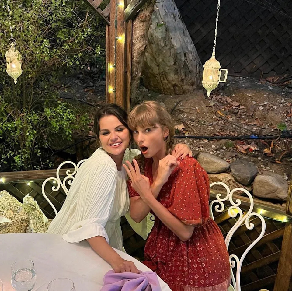 Taylor Swift reportedly gave a speech at Selena Gomez and Benny Blanco’s star-wedding reception in Santa Barbara, Calif., over the weekend, per People. Instagram/Selena Gomez