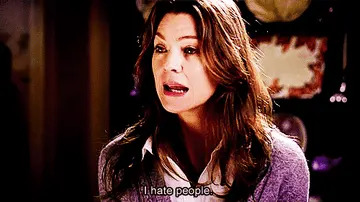 A person expresses frustration saying, "I hate people," with an exasperated expression indoors