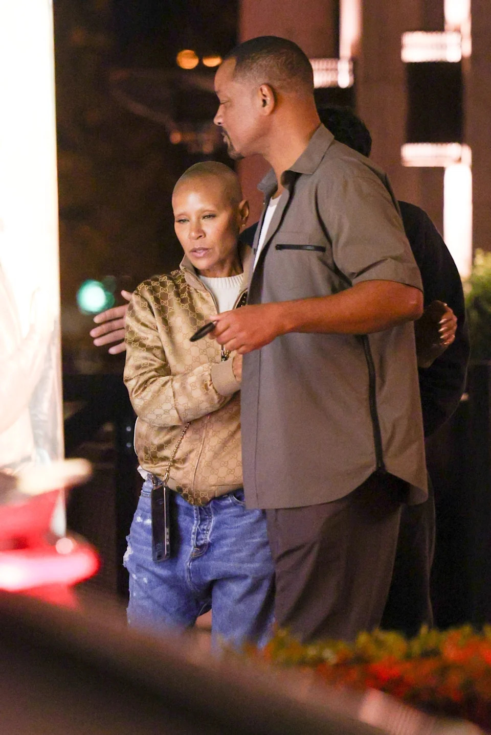At the time, Smith and Pinkett Smith walked out of the eatery towards the parking lot with their arms wrapped around each other. BACKGRID