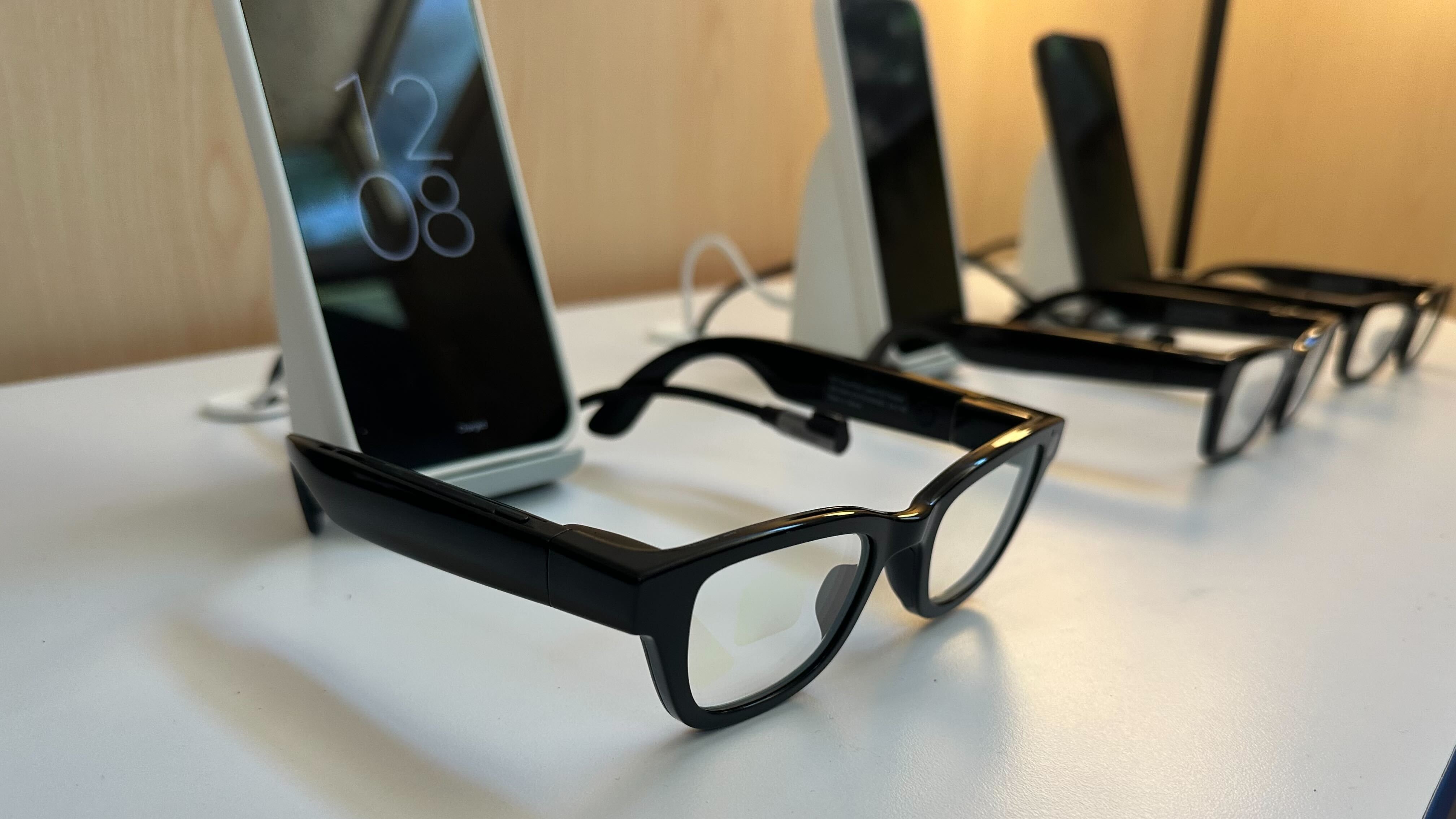 Android XR prototype glasses and Pixel smartphones