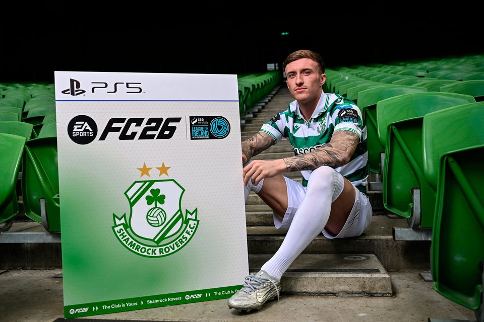 Shamrock Rovers' Danny Grant at the EA Sports FC 26 League of Ireland Cover launch at the Aviva Stadium. Photo: David Fitzgerald/Sportsfile