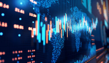 Global stock market chart and trading board