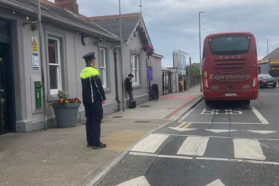 A garda on patrol at O'Hanrahan Station in Wexford as part of Operation Scáthlán.