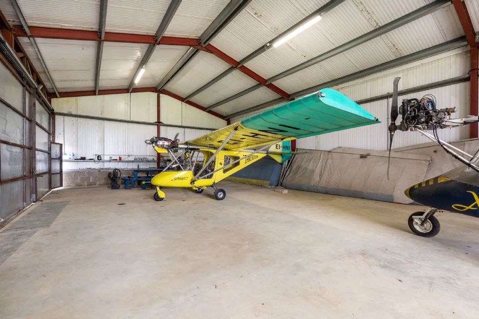 Inside the hangar at Lakeview Airfield in Taghmon, which is set to be sold at auction next month.