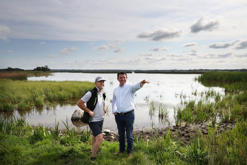 James Carton and David Fay of the Dysart River Project at Lough Ennell in Co Westmeath. Photograph: Bryan O’Brien