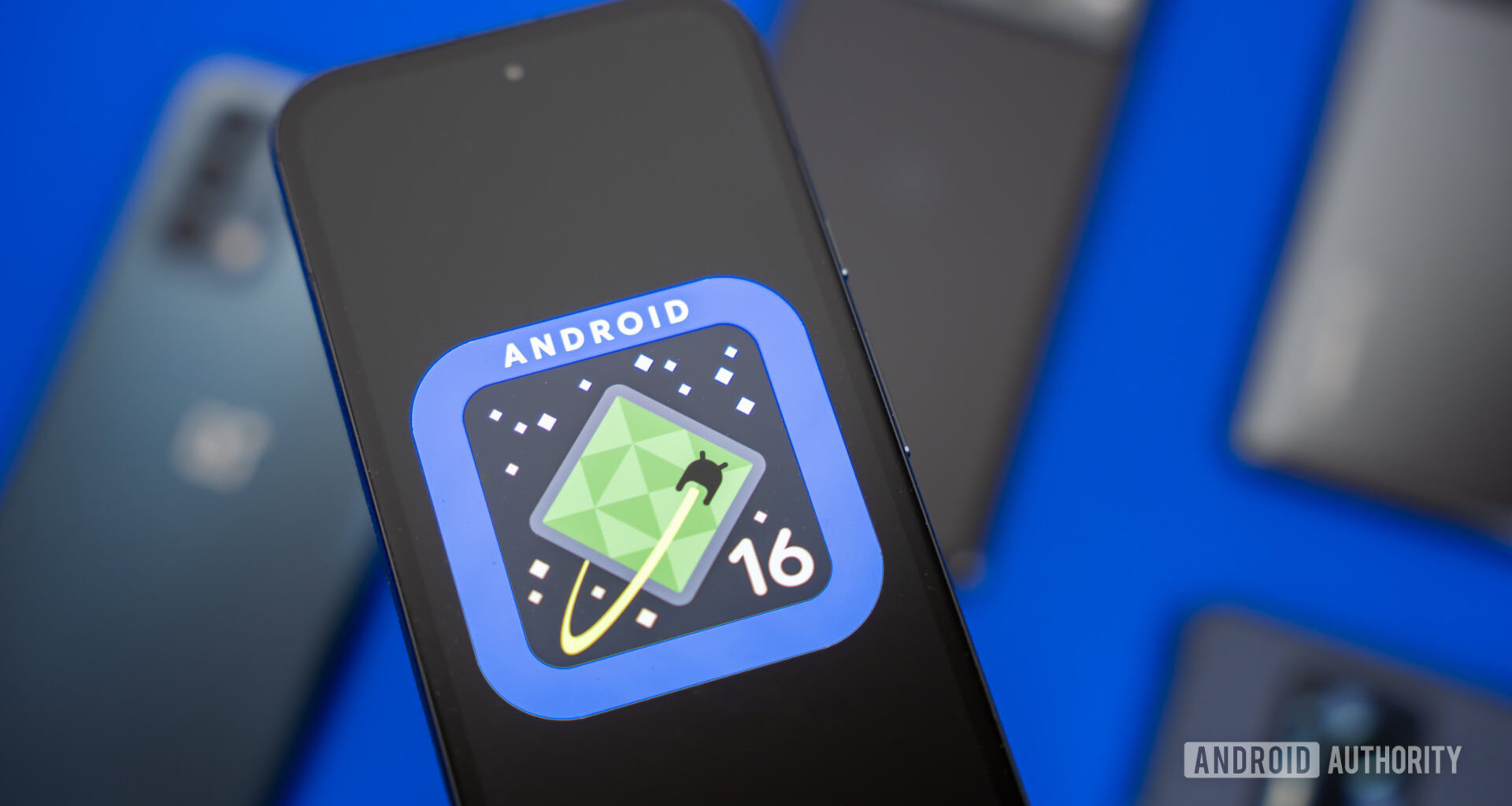 Android 16 logo on smartphone 05
